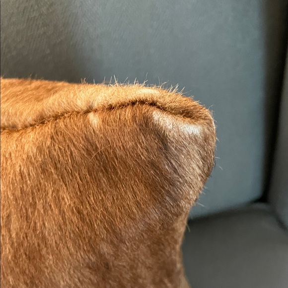 Luxurious Brown Cowhide Leather Accent Pillow - Picture 9 of 9